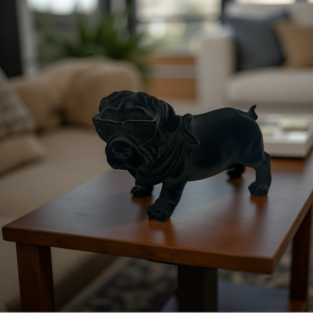 Black Dog Showpiece with Sunglasses – Modern Decorative Figurine