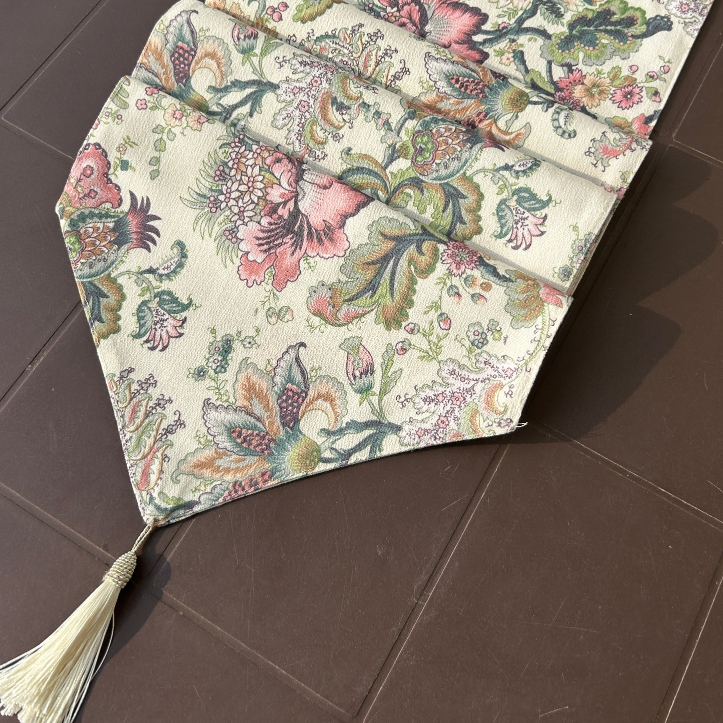 Vintage Bloom Floral Table Runner with Tassel (6 seater)
