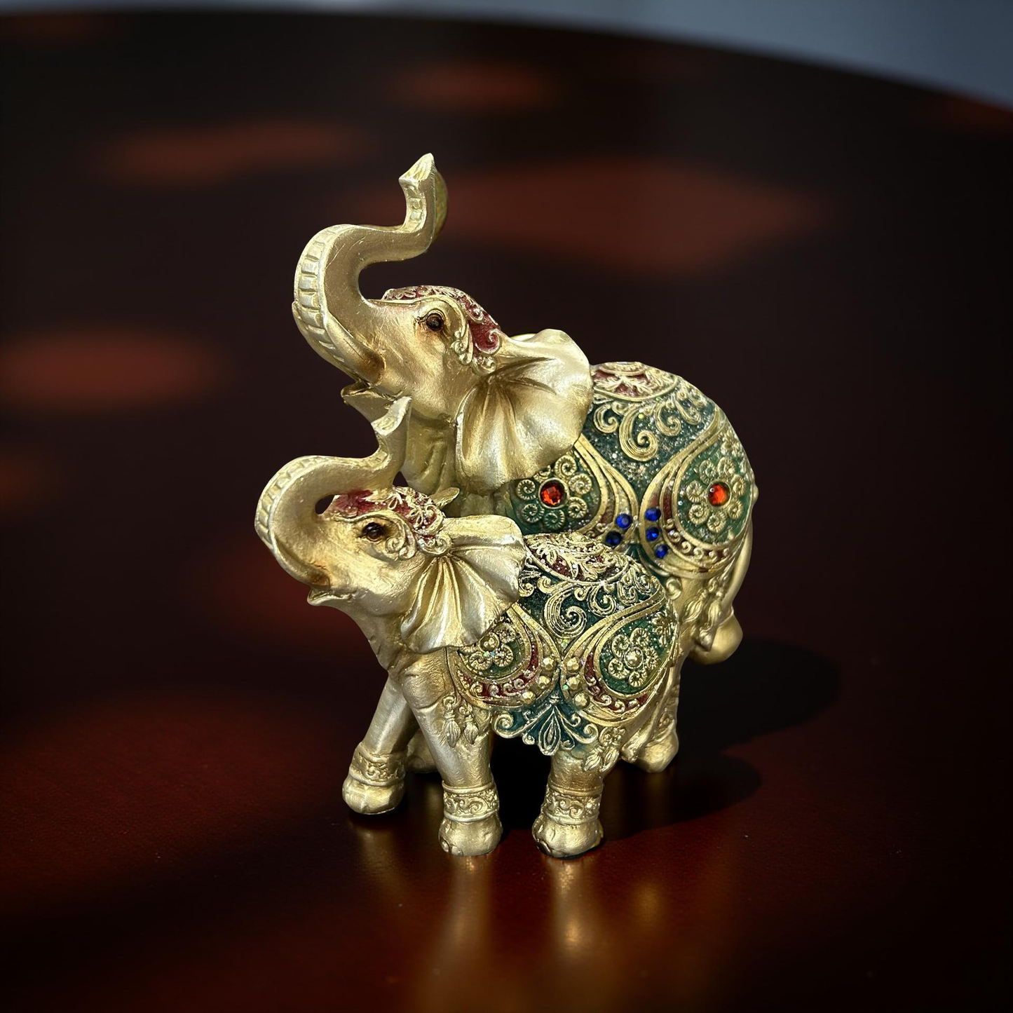 Traditional Golden Elephant Showpiece Set – Decorative Figurines (M)