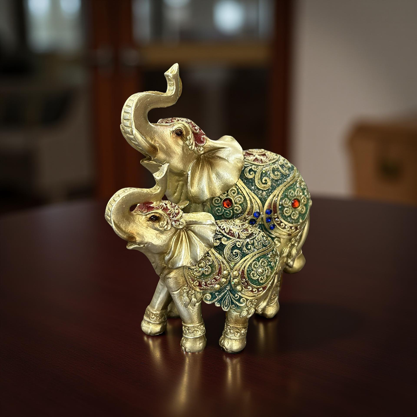 Traditional Golden Elephant Showpiece Set – Decorative Figurines (M)