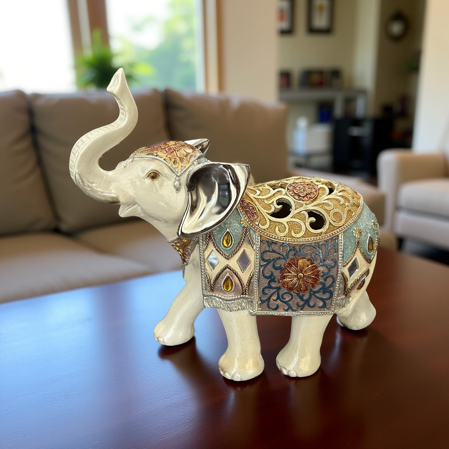 Luxury Decorative Elephant Showpiece – Handcrafted Figurine (M)