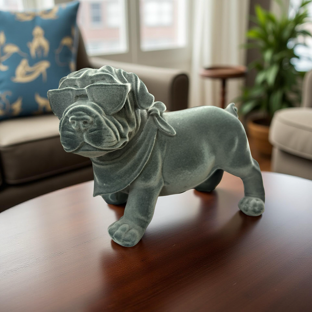 Gray Dog Showpiece with Sunglasses – Modern Decorative Figurine