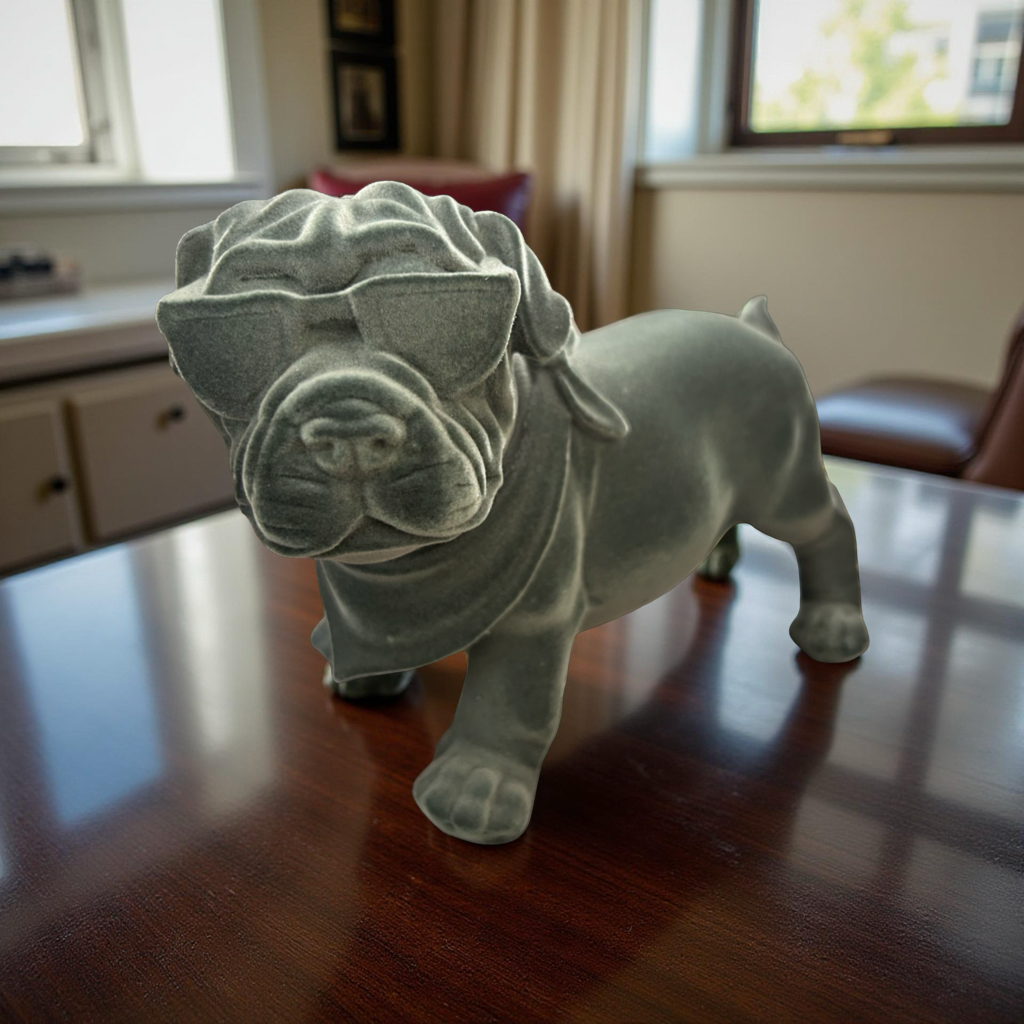Gray Dog Showpiece with Sunglasses – Modern Decorative Figurine