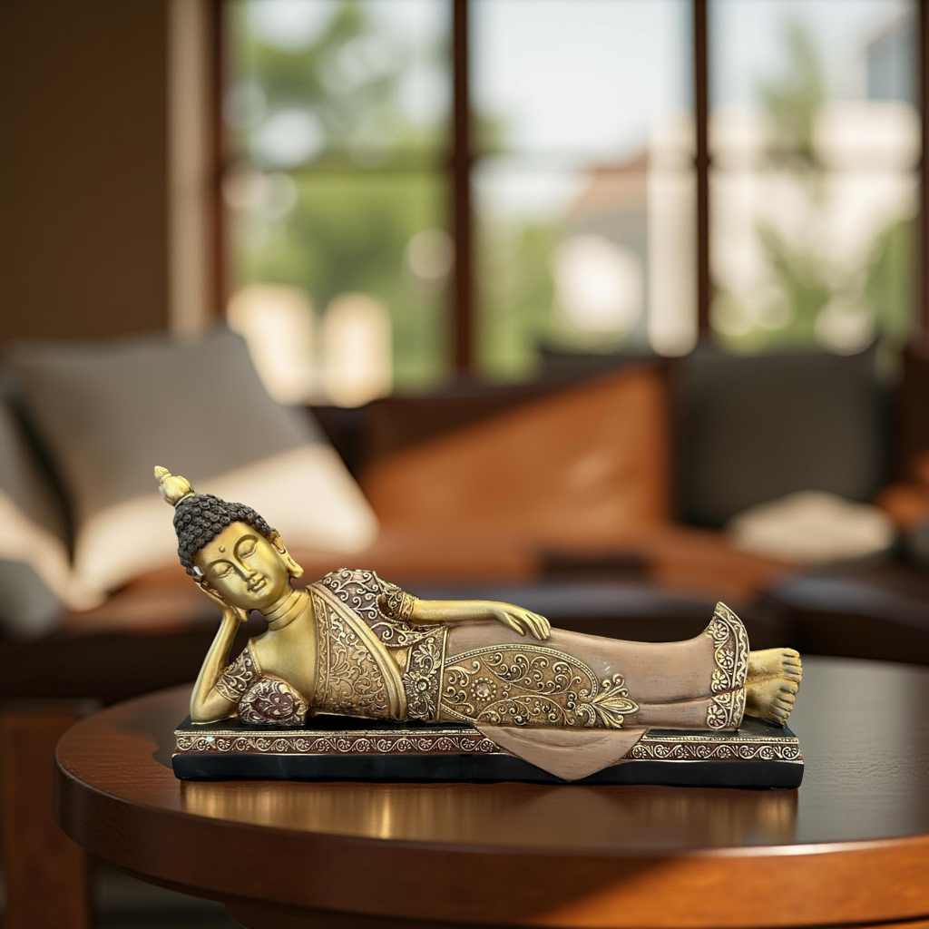 Reclining Buddha Statue – Antique Finish Decorative Idol for Home & Office