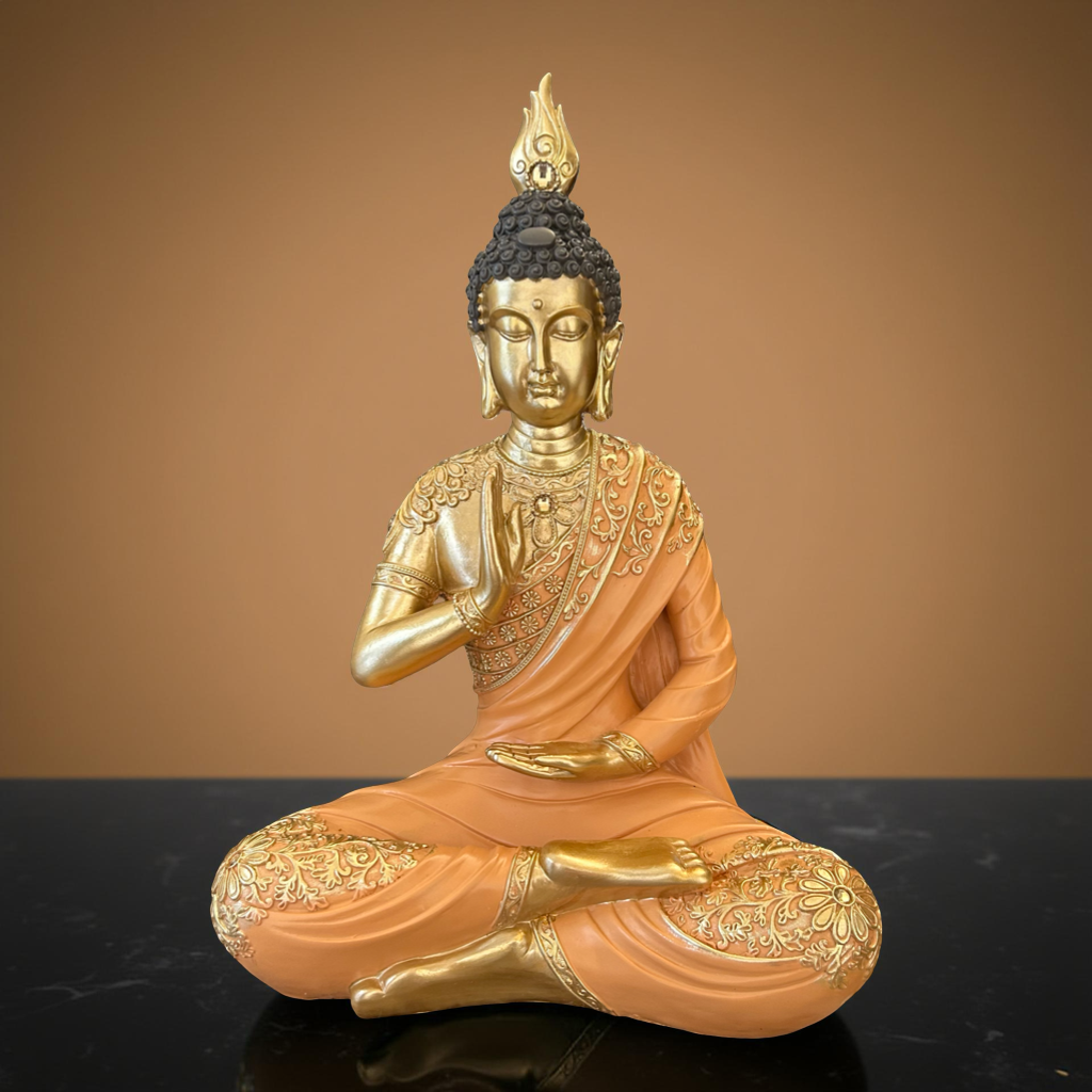 Meditating Buddha Idol – Golden Finish Decorative Statue for Home & Office Decor