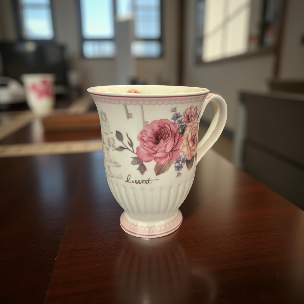 Floral Ceramic Tea & Coffee Mug Set with Gift Box - 2 Piece Set