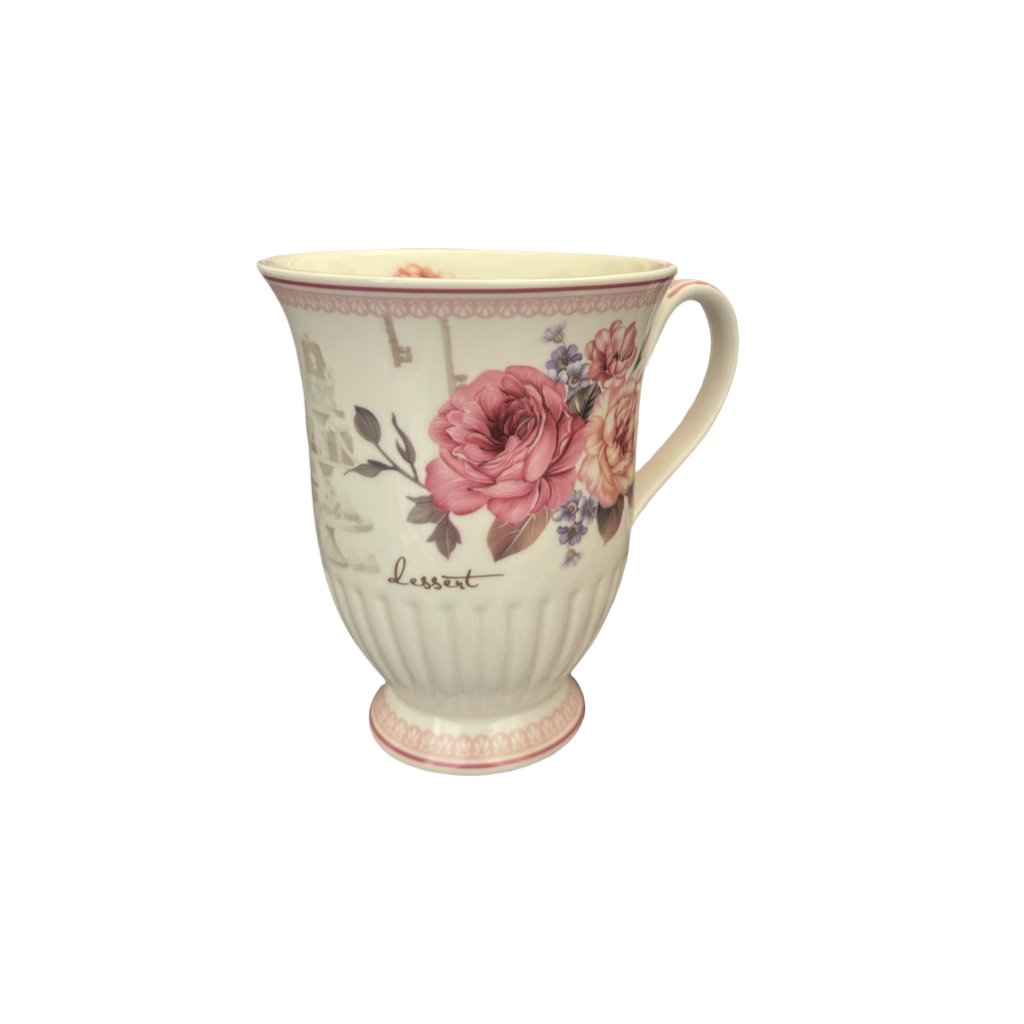 Floral Ceramic Tea & Coffee Mug Set with Gift Box - 2 Piece Set