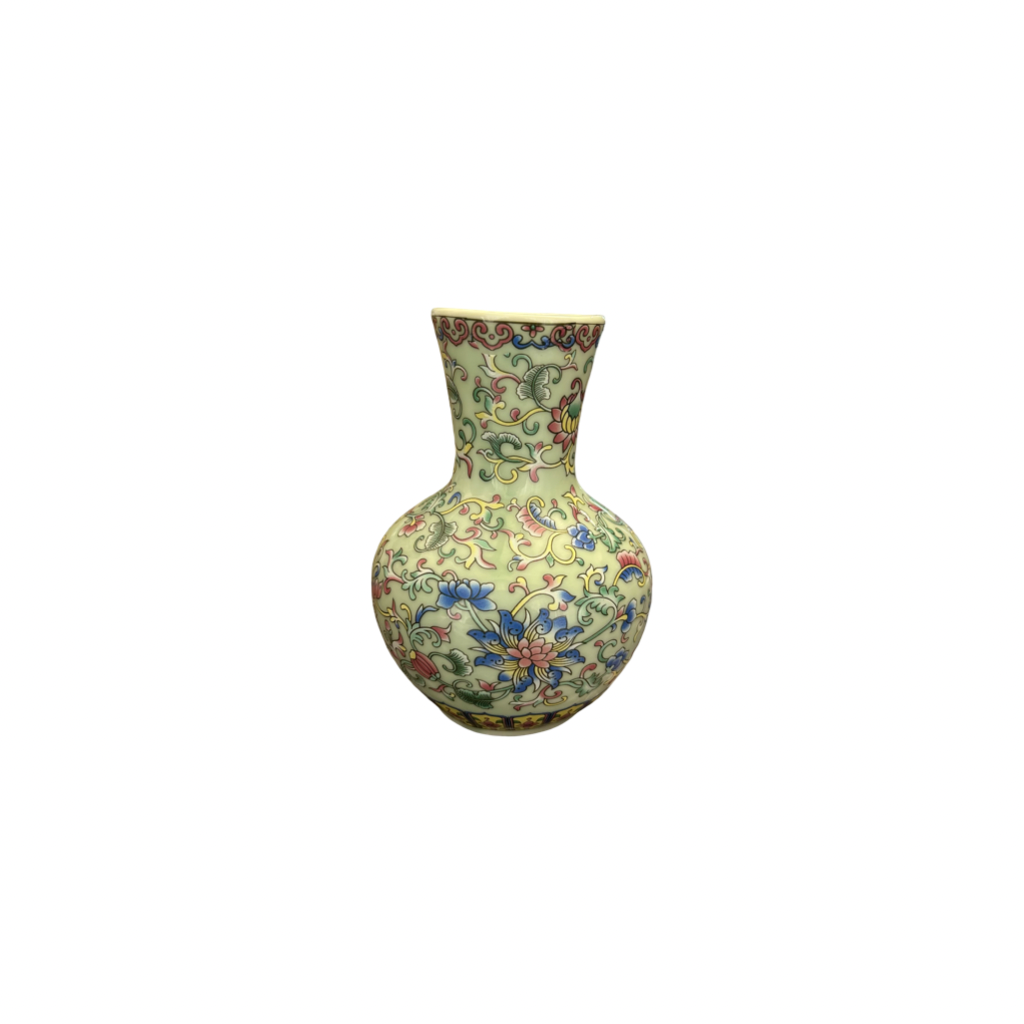 Oriental Ceramic Flower Vase with Intricate Floral Design