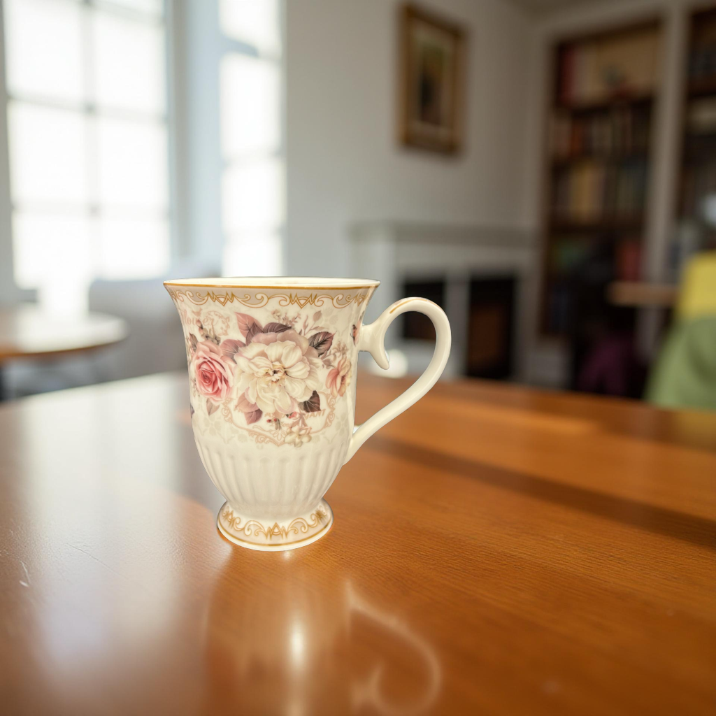 Elegant Floral Ceramic Mug with Gift Box – Vintage Tea & Coffee Mug