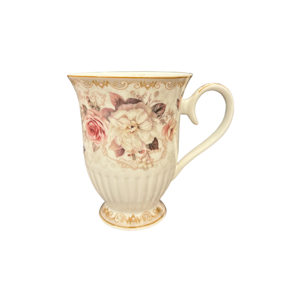 Elegant Floral Ceramic Mug with Gift Box – Vintage Tea & Coffee Mug