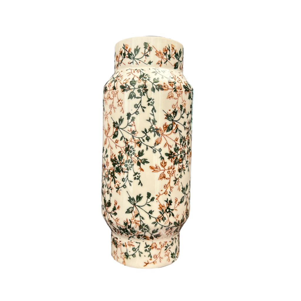 Elegant Ceramic Vase with Floral Vine Design