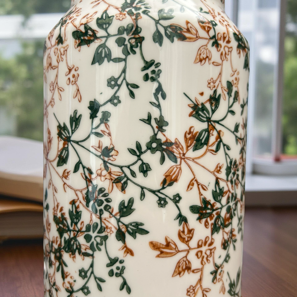 Elegant Ceramic Vase with Floral Vine Design