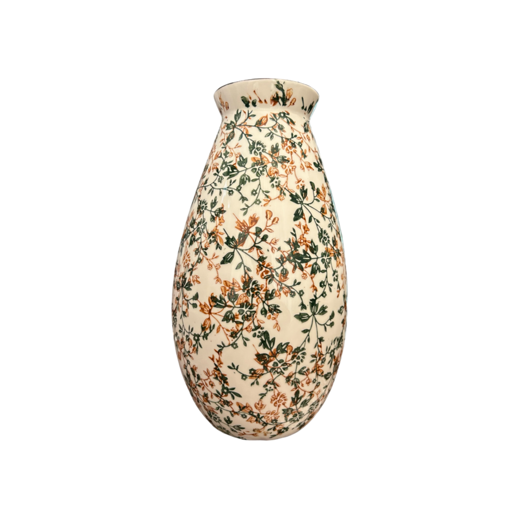 Elegant Floral Ceramic Vase – Decorative Handmade Pottery
