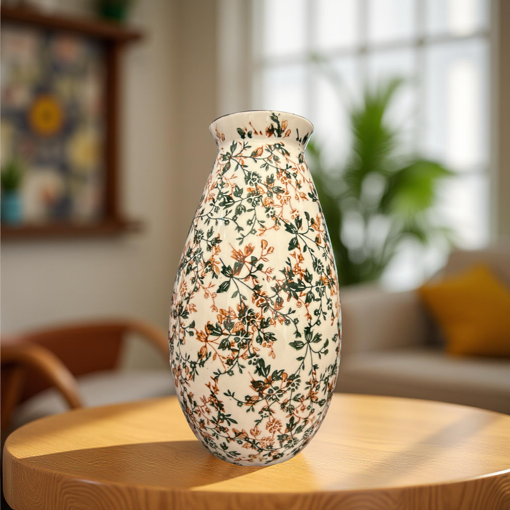 Elegant Floral Ceramic Vase – Decorative Handmade Pottery