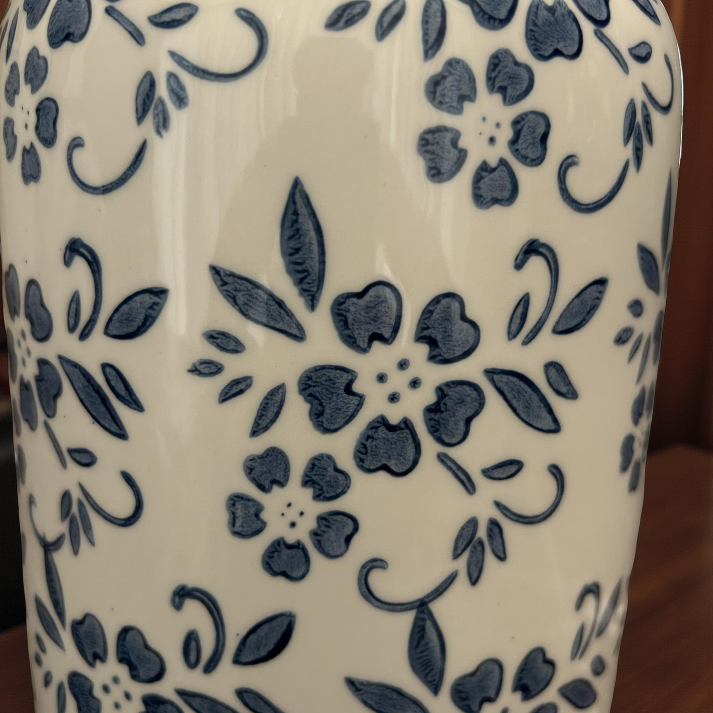Hand-Painted Blue Floral Ceramic Vase