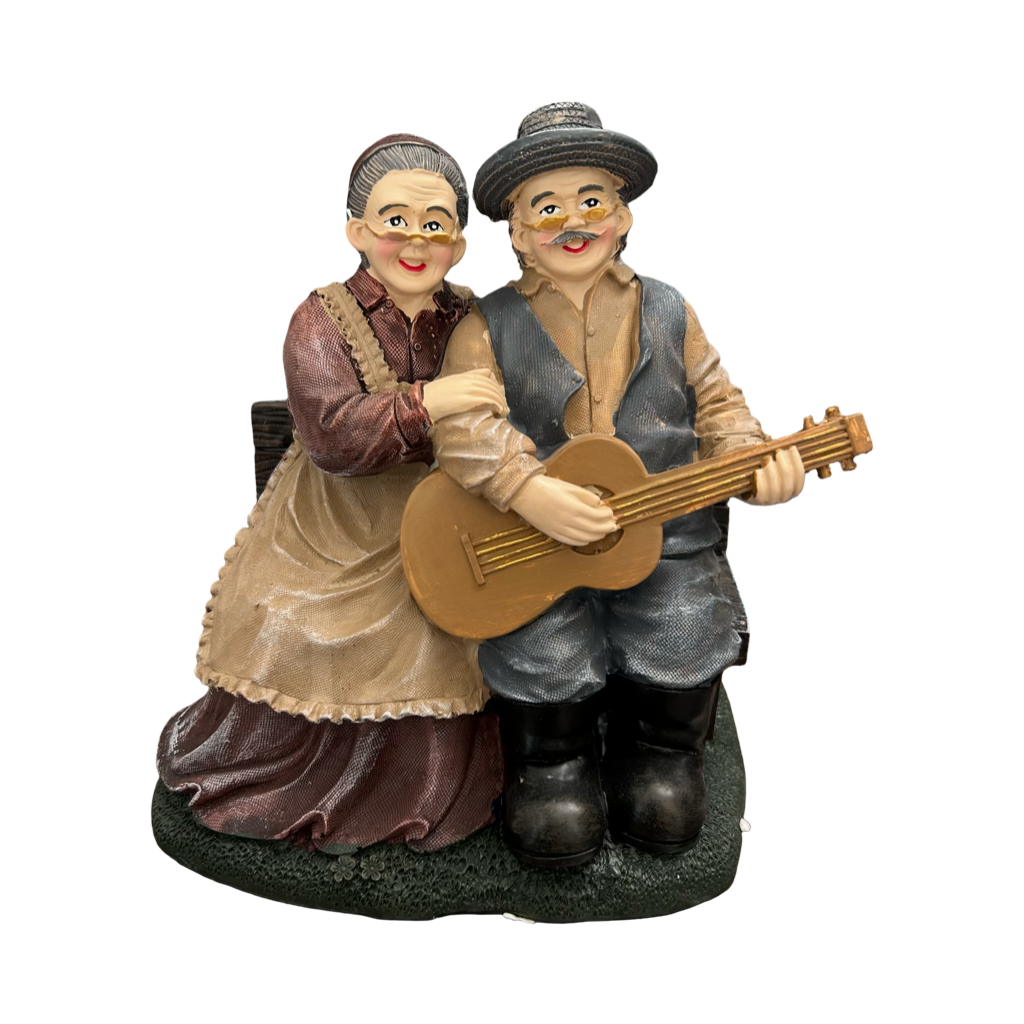 Elderly Couple Figurine – Musical Love Figurine with Guitar