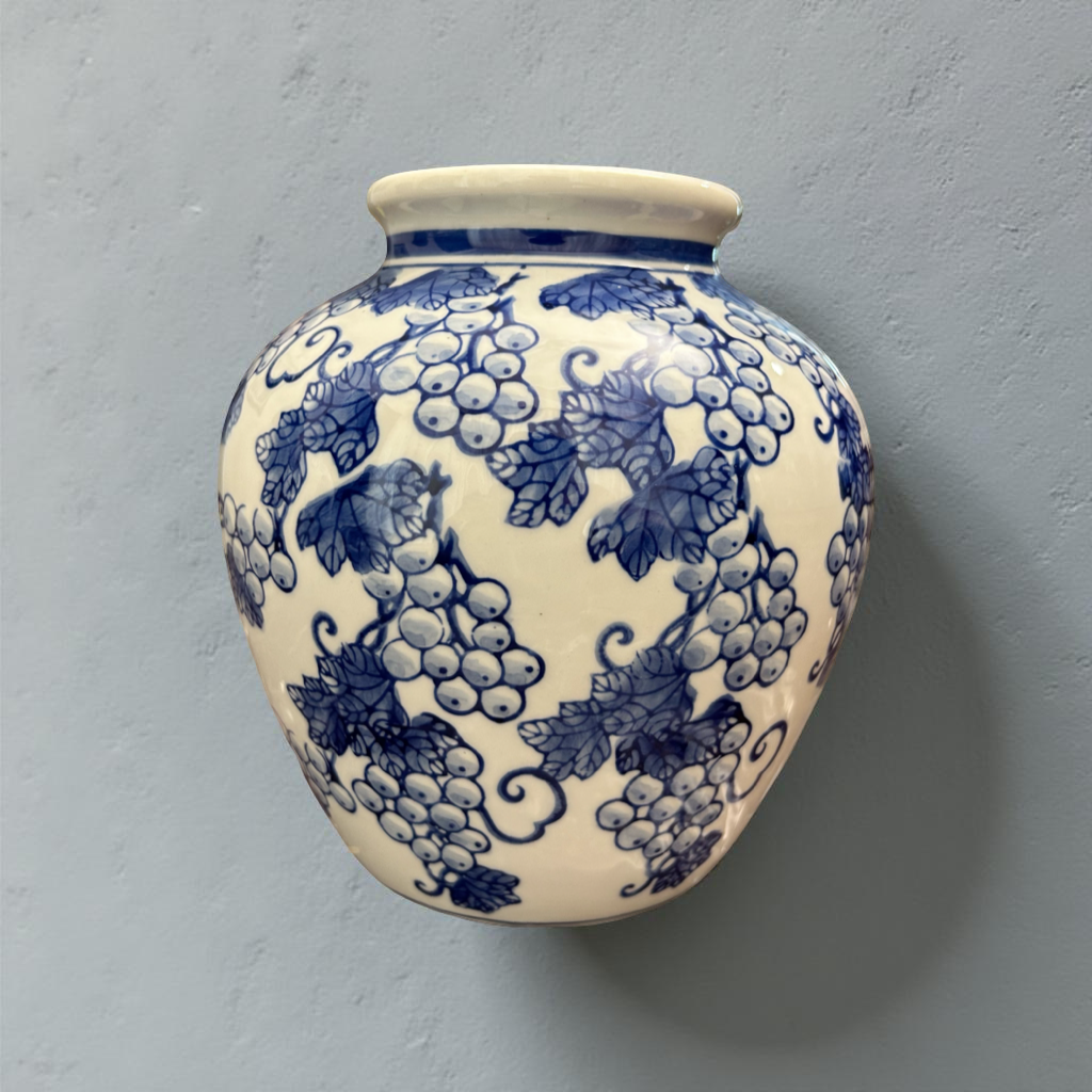 Oriental Blue & White Ceramic Wall Vase - Innovative Home Decor