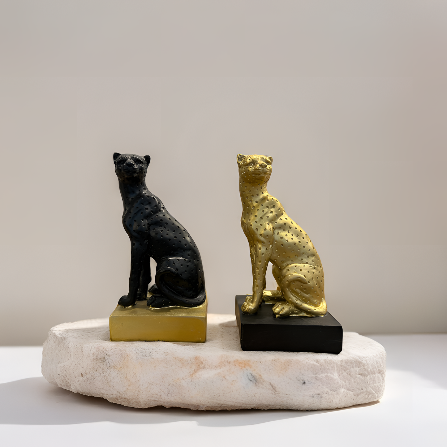 Black Panther Sculpture with Golden Base