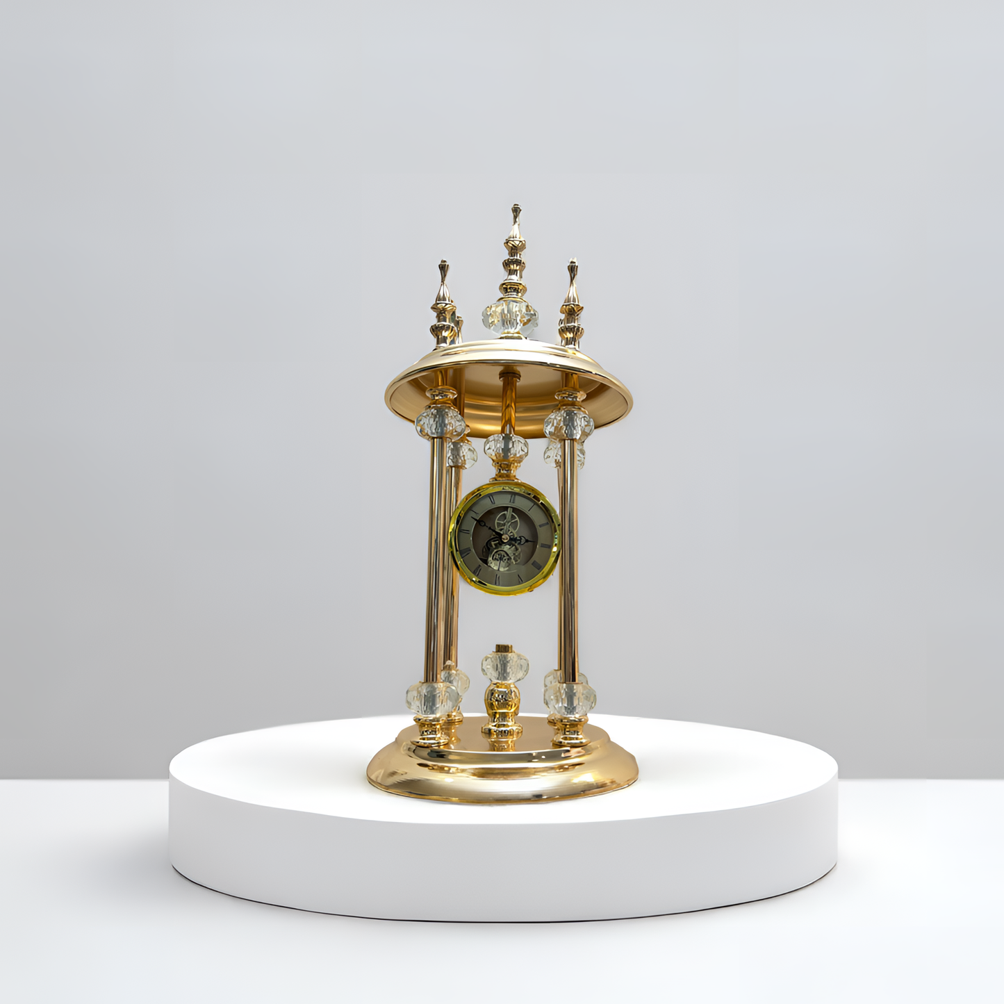 Luxurious Gold & Crystal Pendulum Table Clock