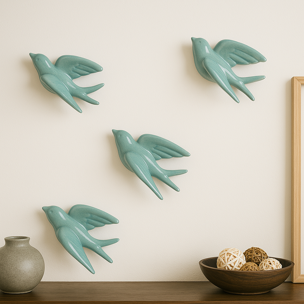 Elegant Flying Bird Wall Art | Set of 2 | Blue