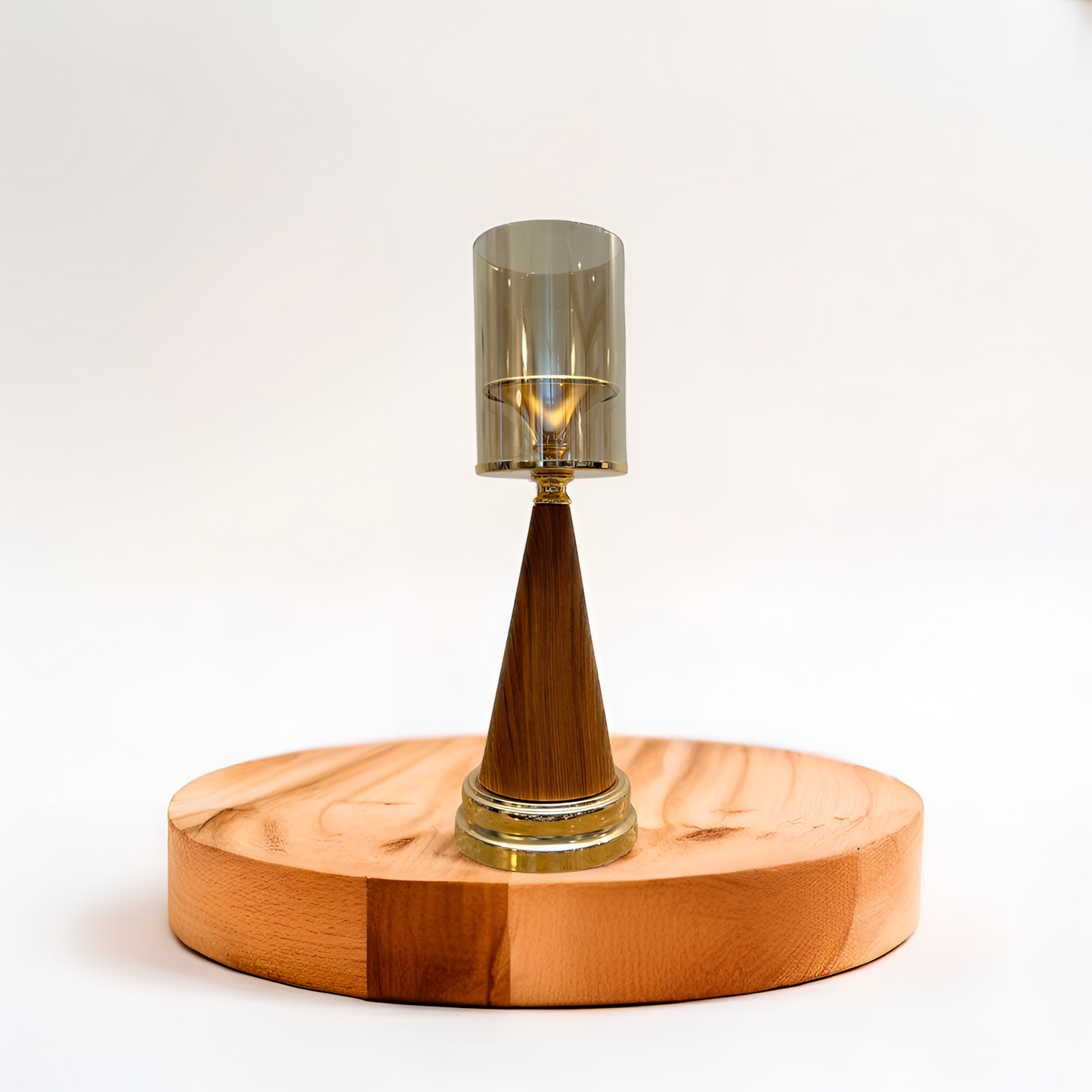 Luxurious Wooden & Golden Candle Holder - Large