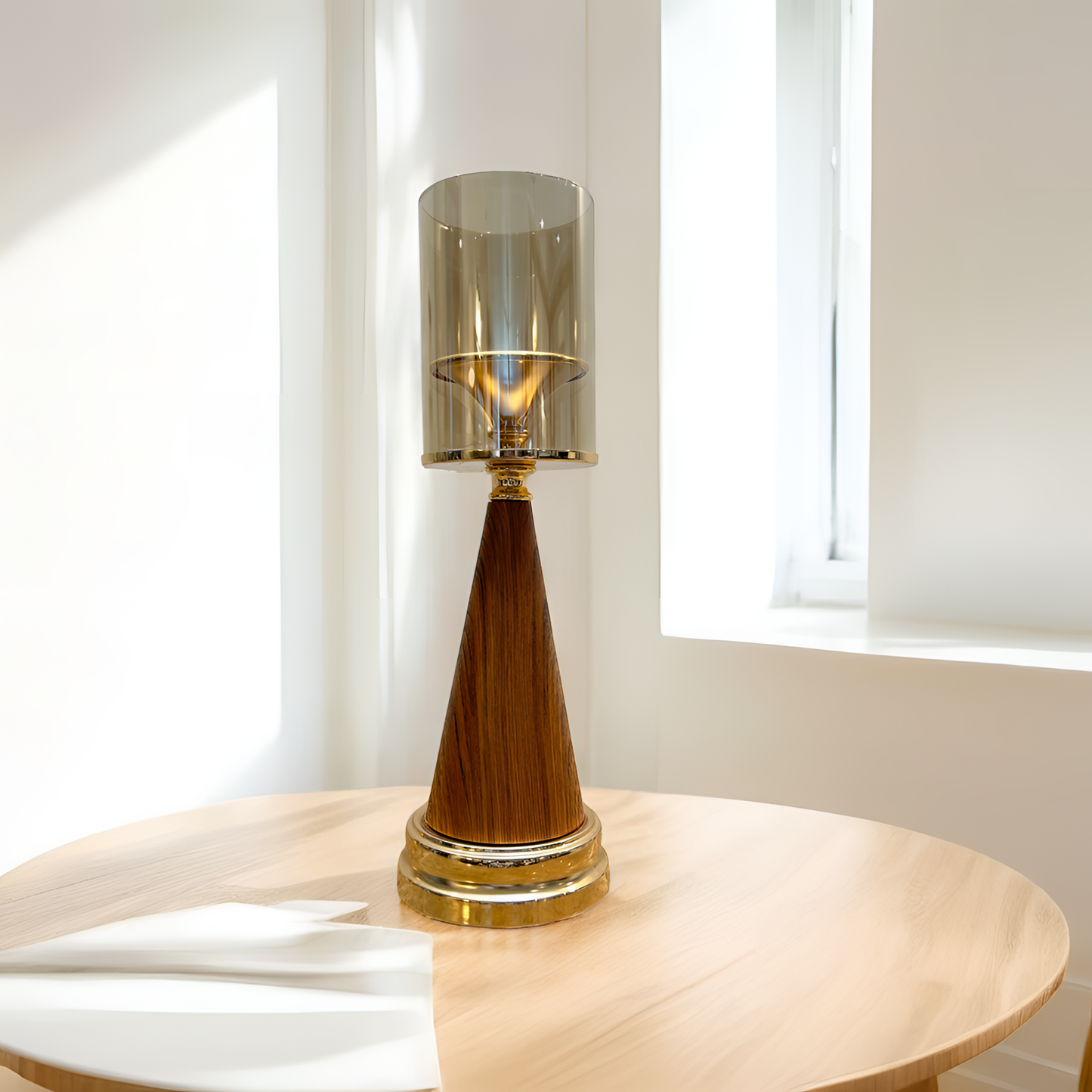Luxurious Wooden & Golden Candle Holder - Large