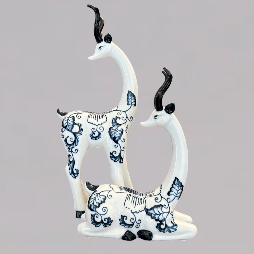 Elegant Ceramic Deer Figurines Set