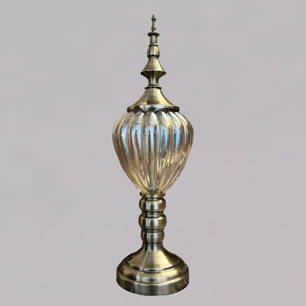 Elegant Brass & Glass Decorative Showpiece - Large