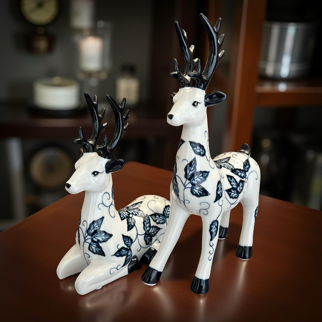 Elegant Ceramic Deer Figurines Set