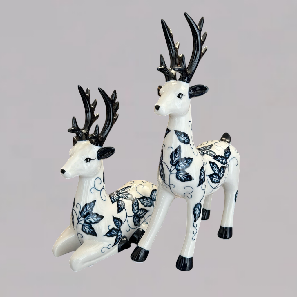 Elegant Ceramic Deer Figurines Set