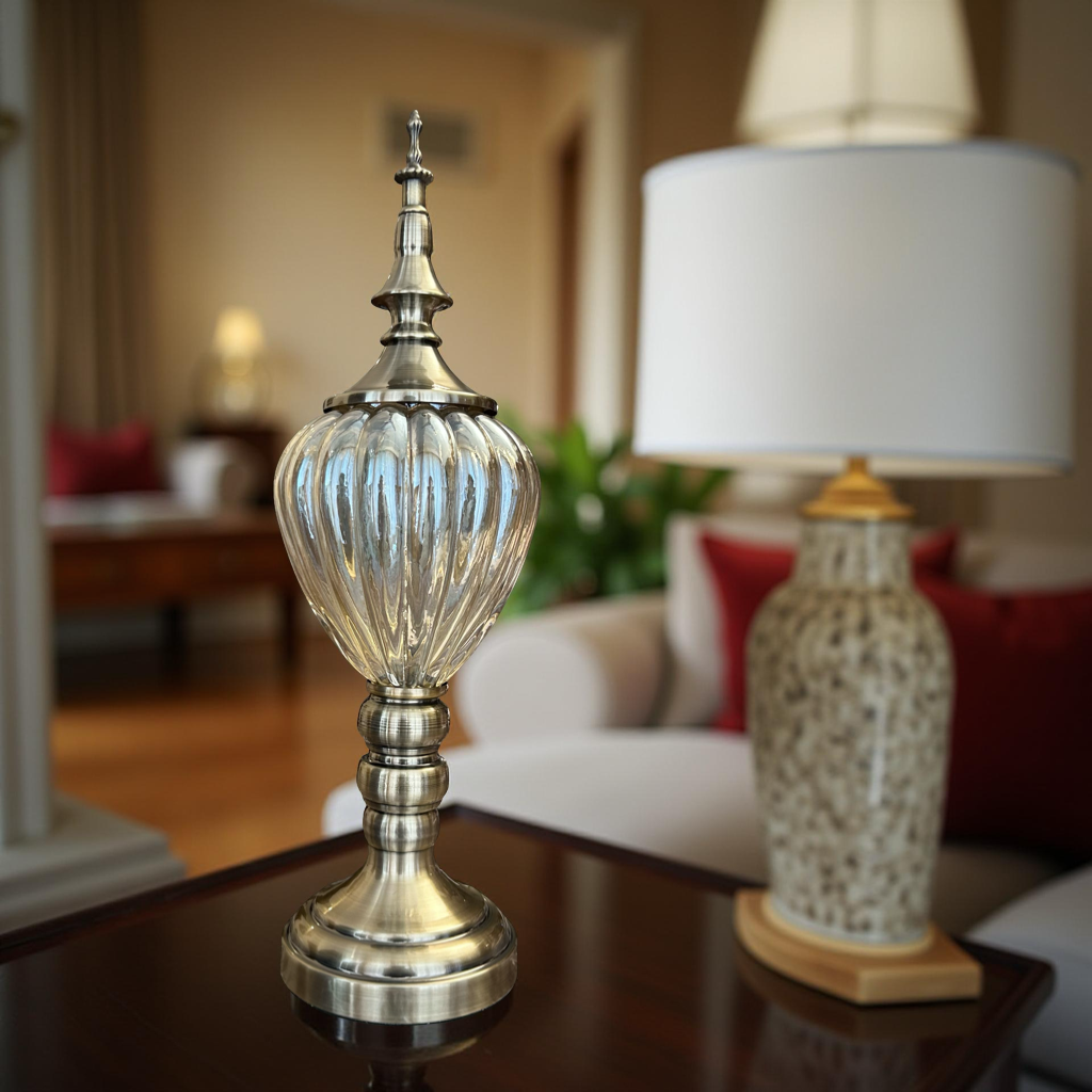 Elegant Brass & Glass Decorative Showpiece - Small