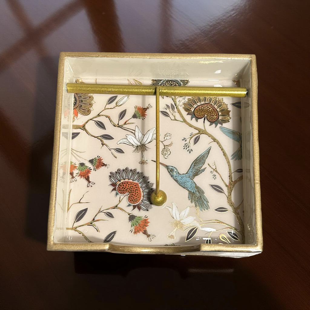 Wooden Napkin Holder Floral || Floral Bird || Beige Color