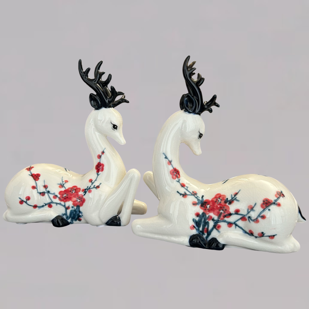 Elegant Ceramic Deer Figurines Set of 2