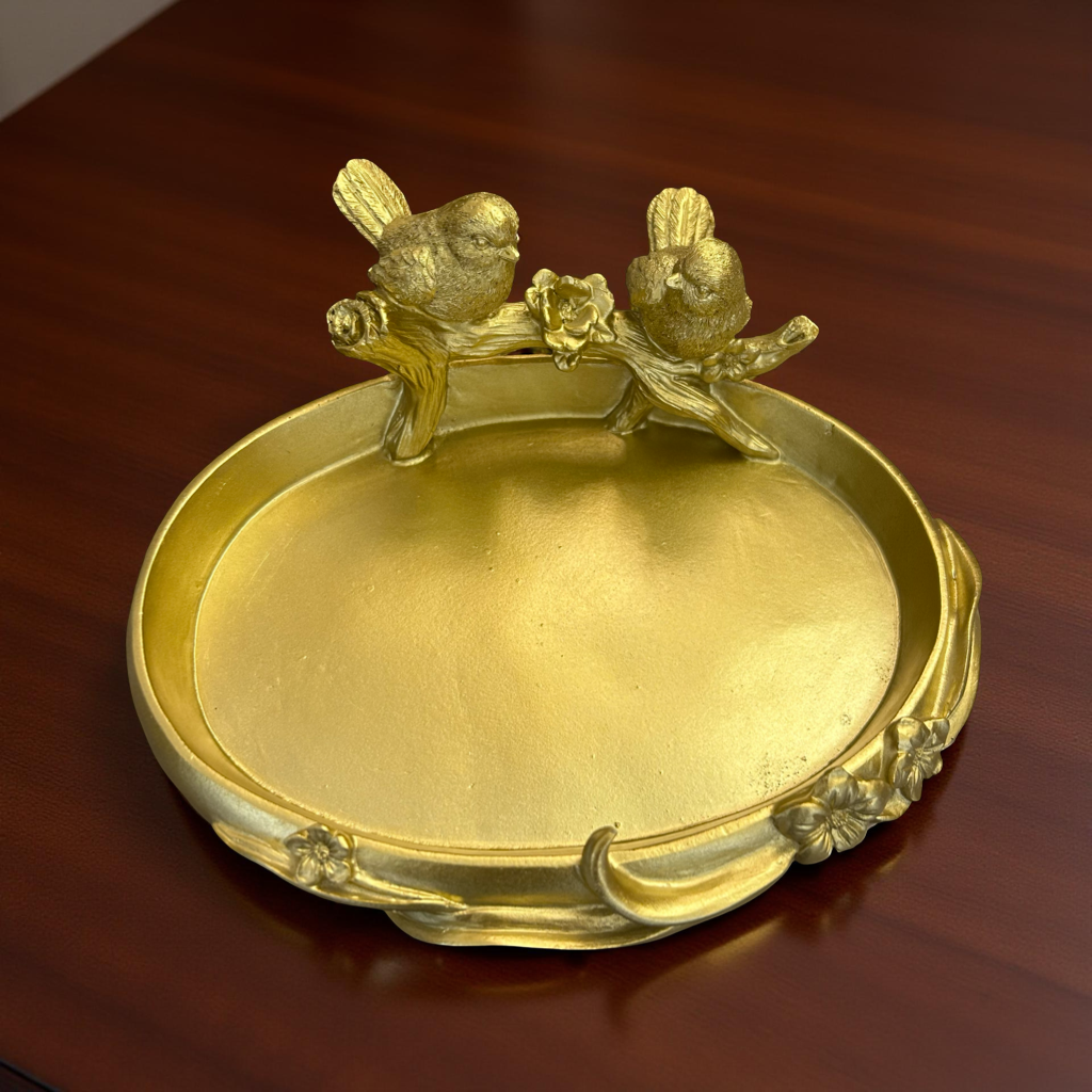 Luxury Golden Decorative Tray with Birds