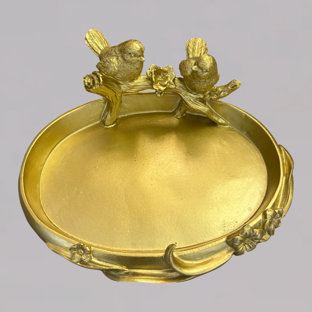 Luxury Golden Decorative Tray with Birds