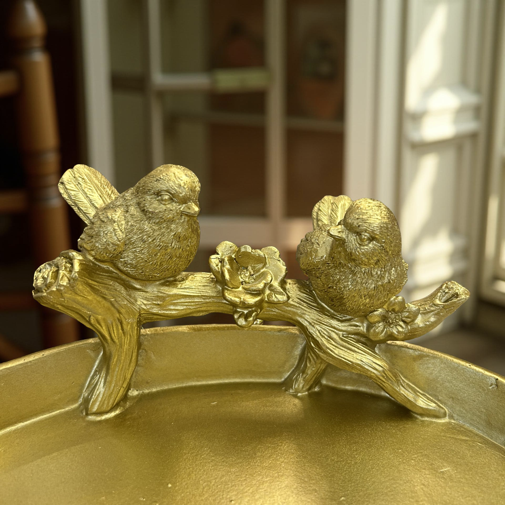 Luxury Golden Decorative Tray with Birds