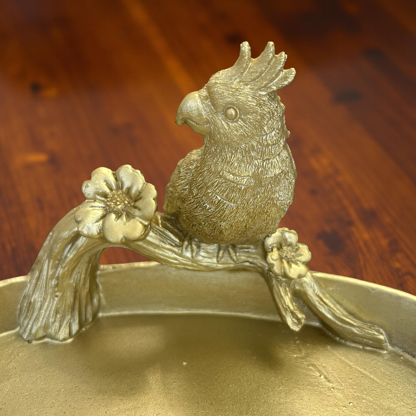 Luxury Golden Decorative Tray with Bird Design