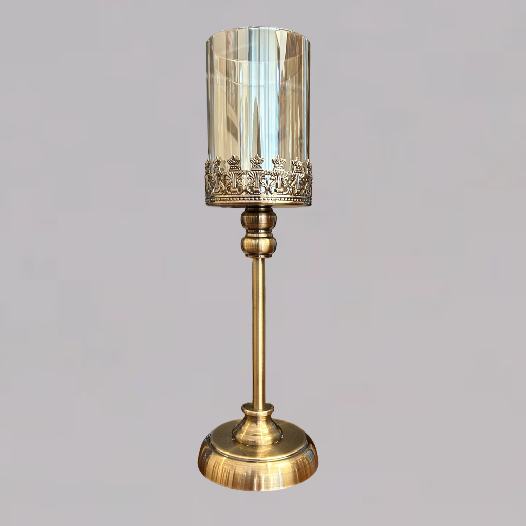 Elegant Glass & Metal Candle Holder (Large)