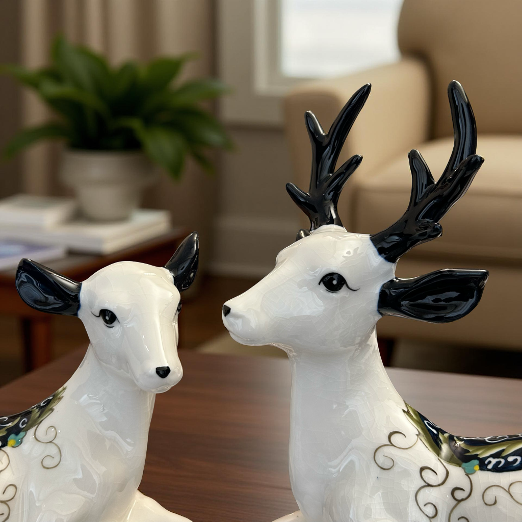 Ceramic Deer Couple Showpiece