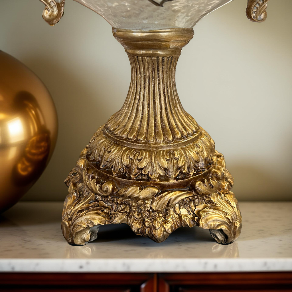 Luxury Ceramic & Gold Decorative Jar with Lid – Ornate Floral Design