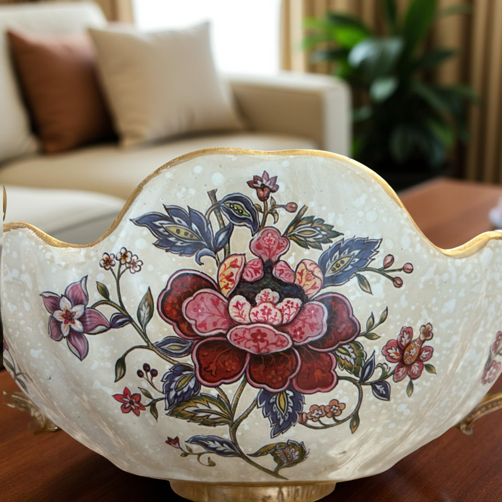 Elegant Ceramic & Gold Decorative Bowl