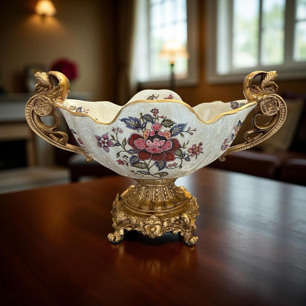 Elegant Ceramic & Gold Decorative Bowl