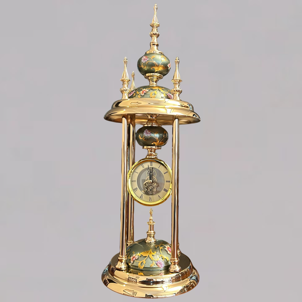 Antique Green Enamel Golden Table Clock