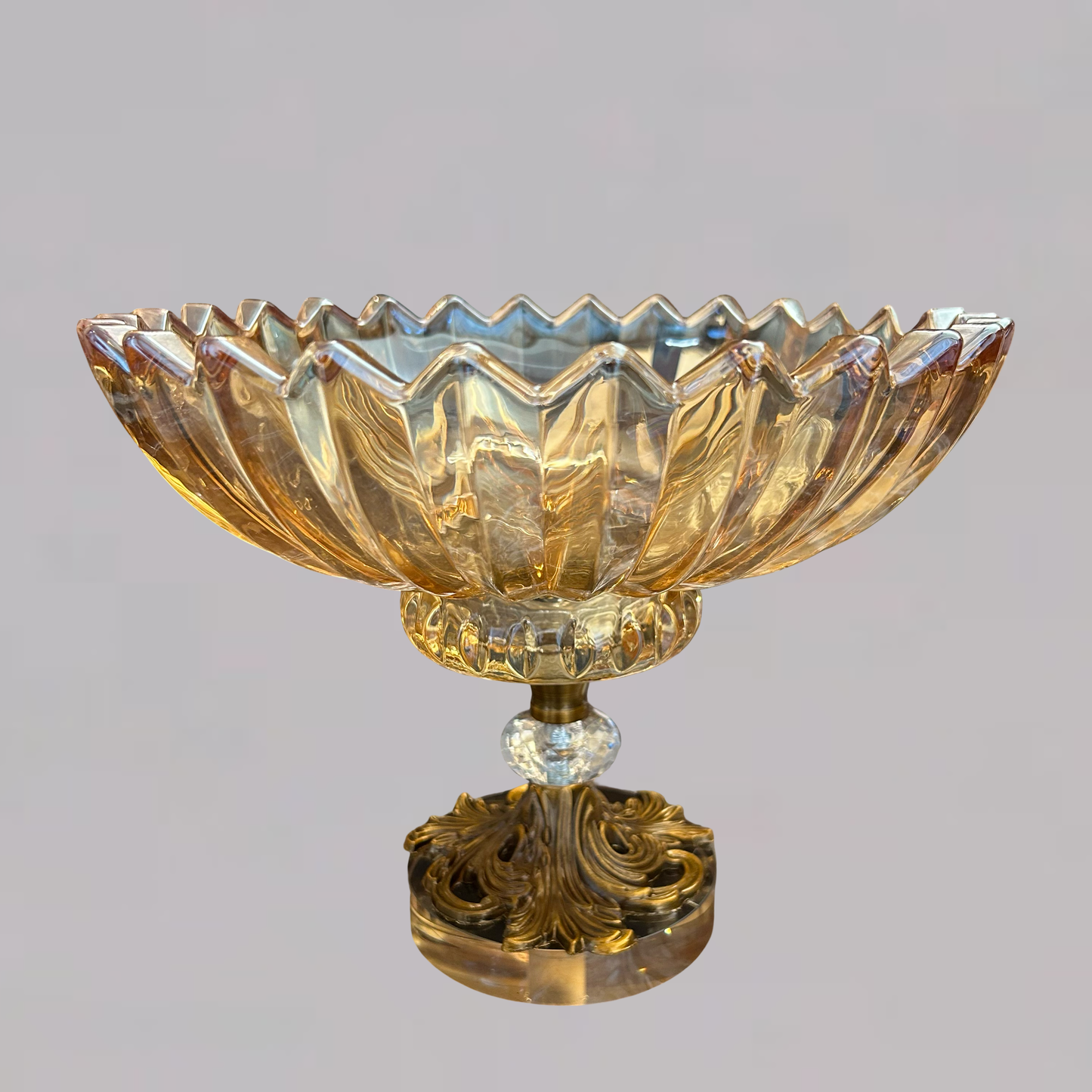 Opulent Glass Cut Bowl for Living Room Styling & Decoration
