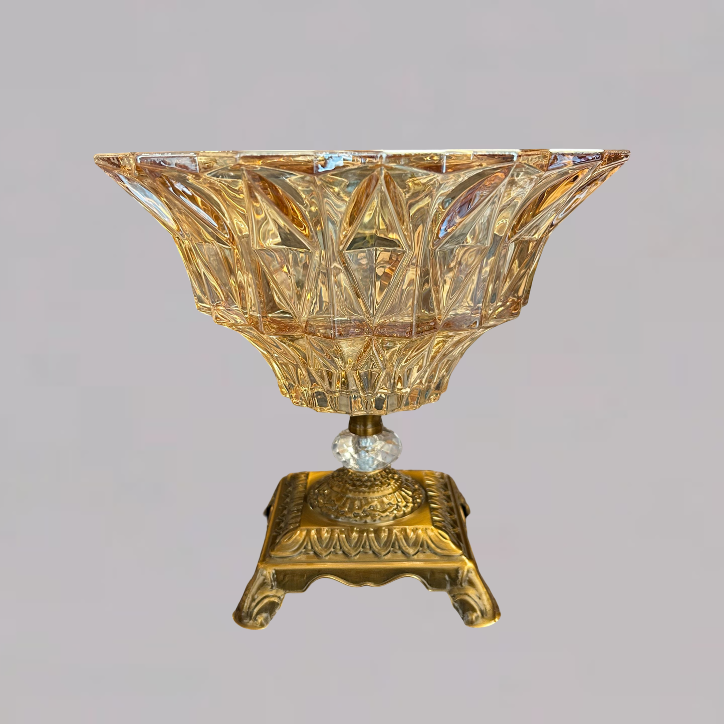 Golden Base Crystal Bowl for Coffee Table & Living Room