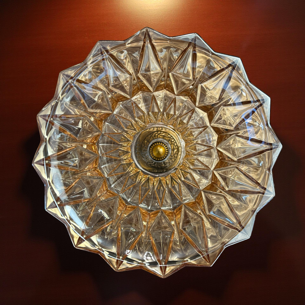 Golden Base Crystal Bowl for Coffee Table & Living Room