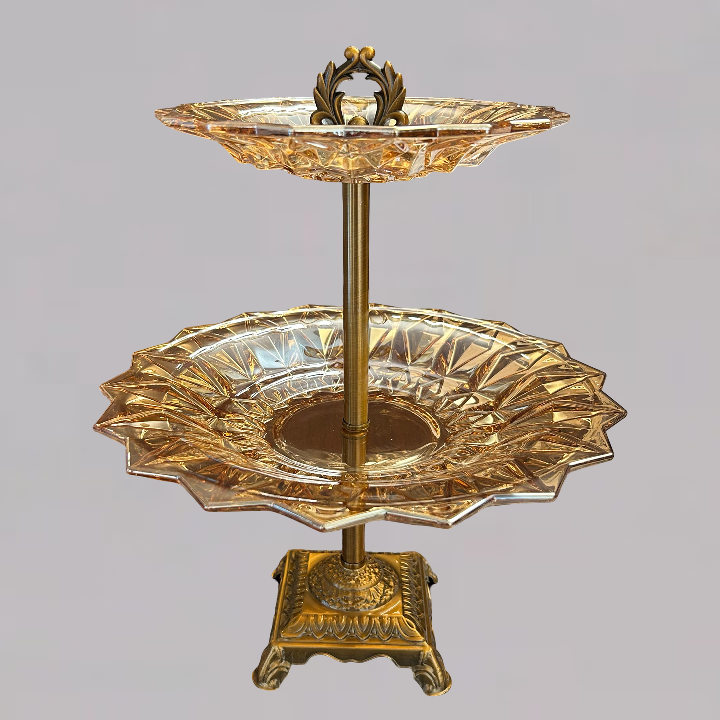 Elegant Two-Tier Decorative Crystal Stand