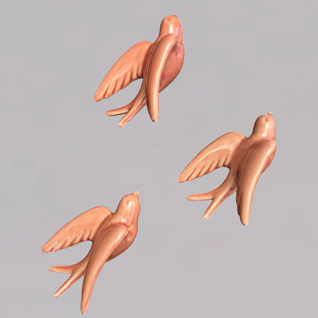 Elegant Pink Bird Wall Décor towards Right Direction- Single piece