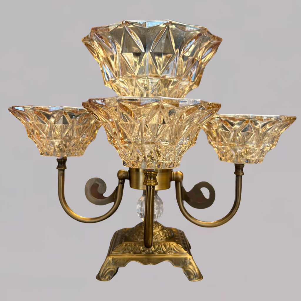 Elegant Multi-Bowl Crystal & Gold Decorative Stand for Home Décor