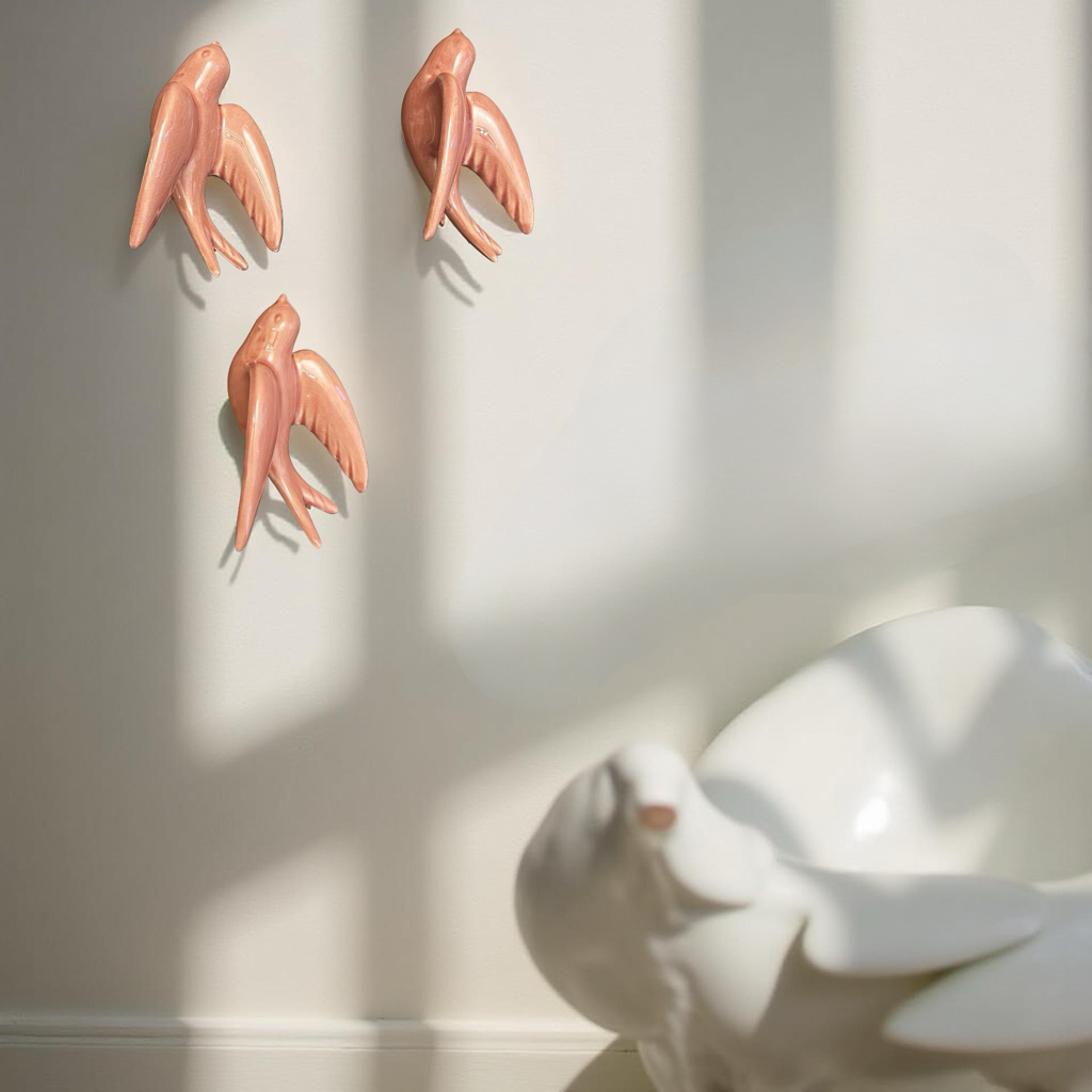 Elegant Ceramic Bird Wall Decor towards Left Direction - Single piece